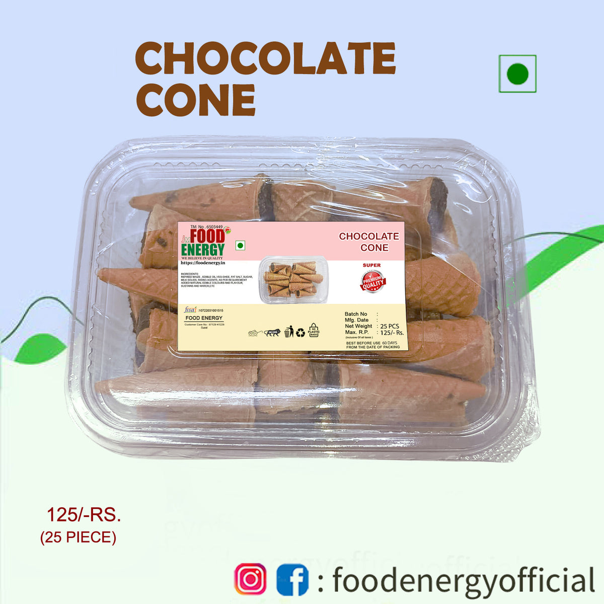 CHOCOLATE CONE 25 PCS